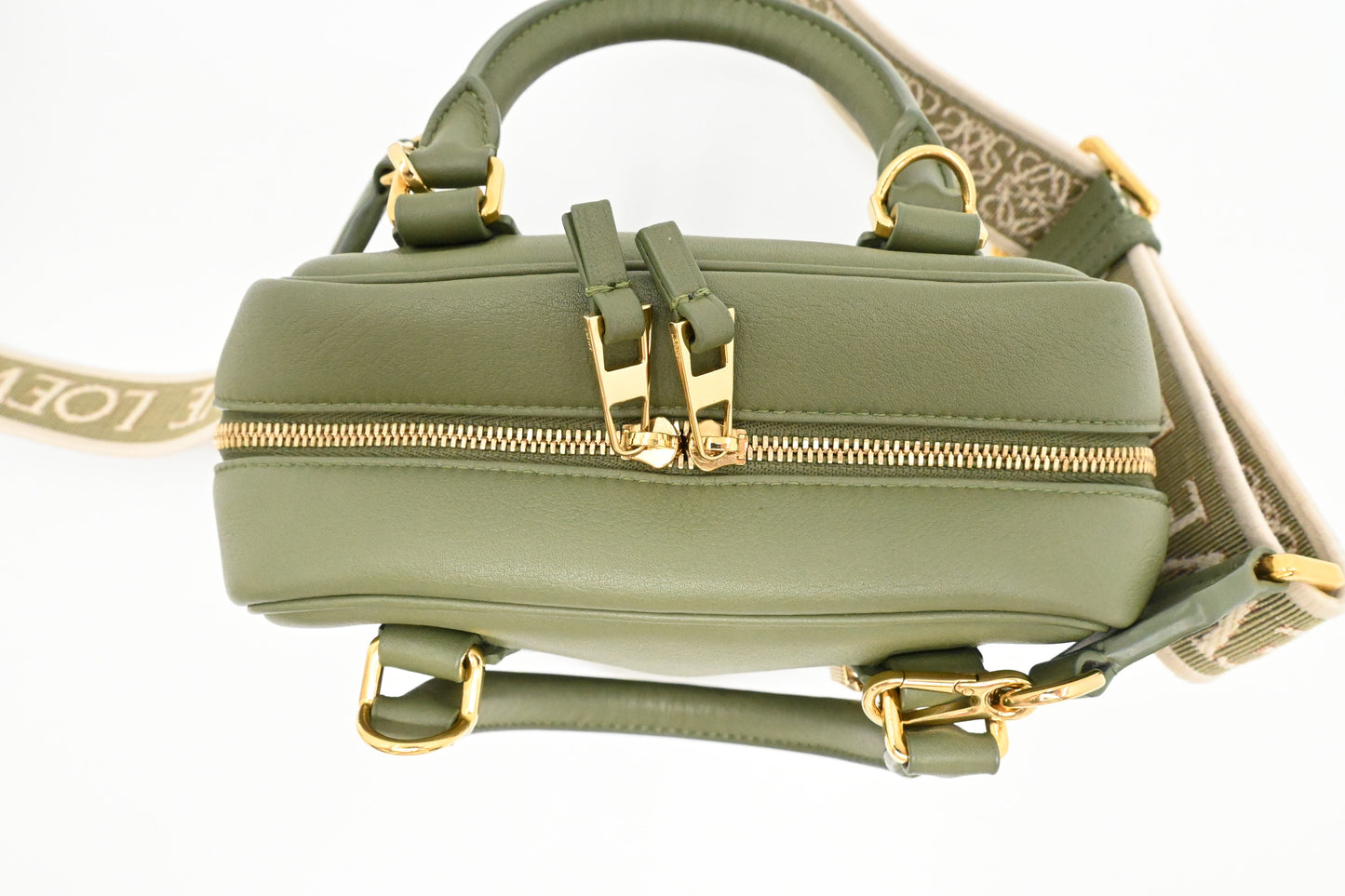 Loewe Amazona 16 Square Bag in Nappa Green Leather