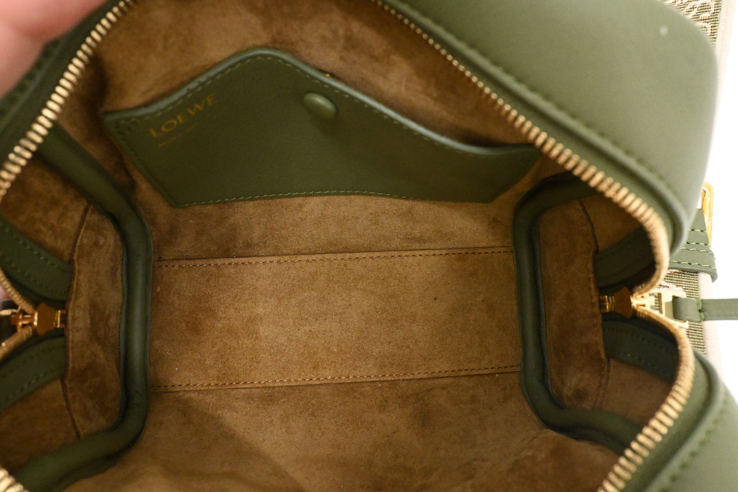 Loewe Amazona 16 Square Bag in Nappa Green Leather