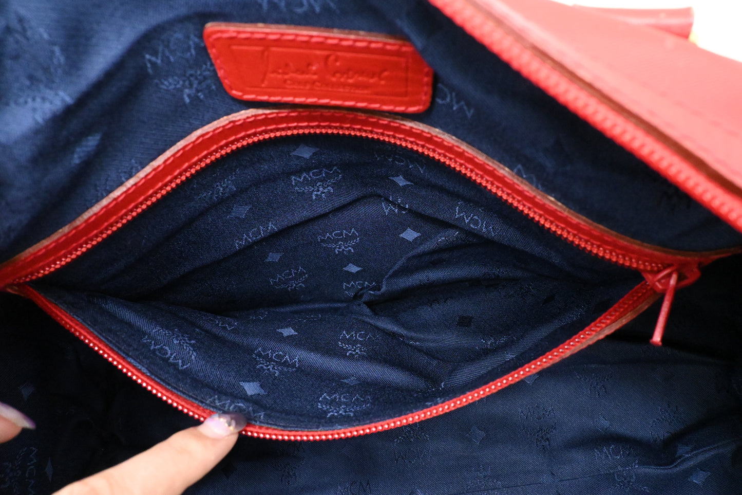 MCM Boston Bag in Red Coated Canvas