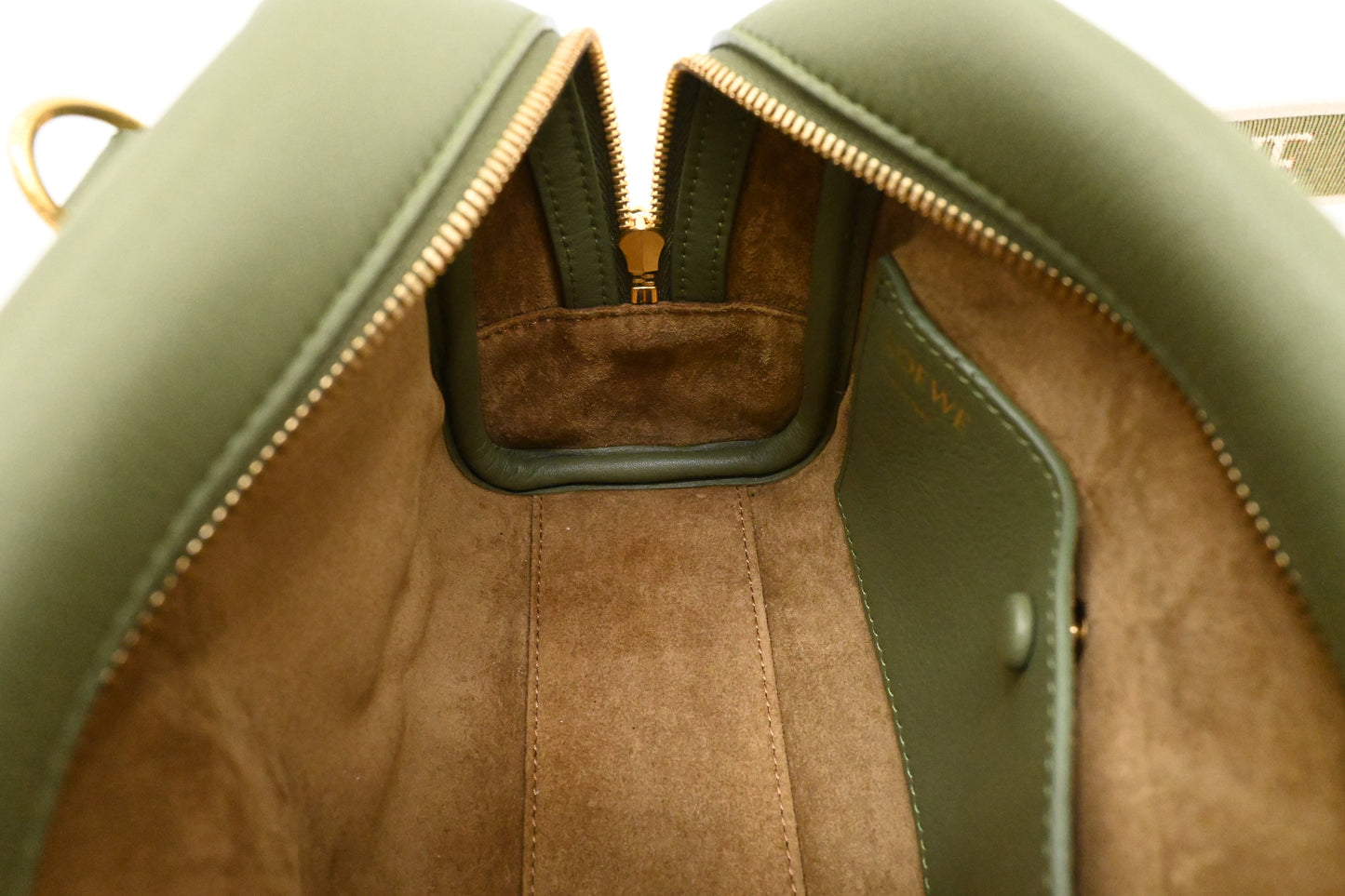 Loewe Amazona 16 Square Bag in Nappa Green Leather