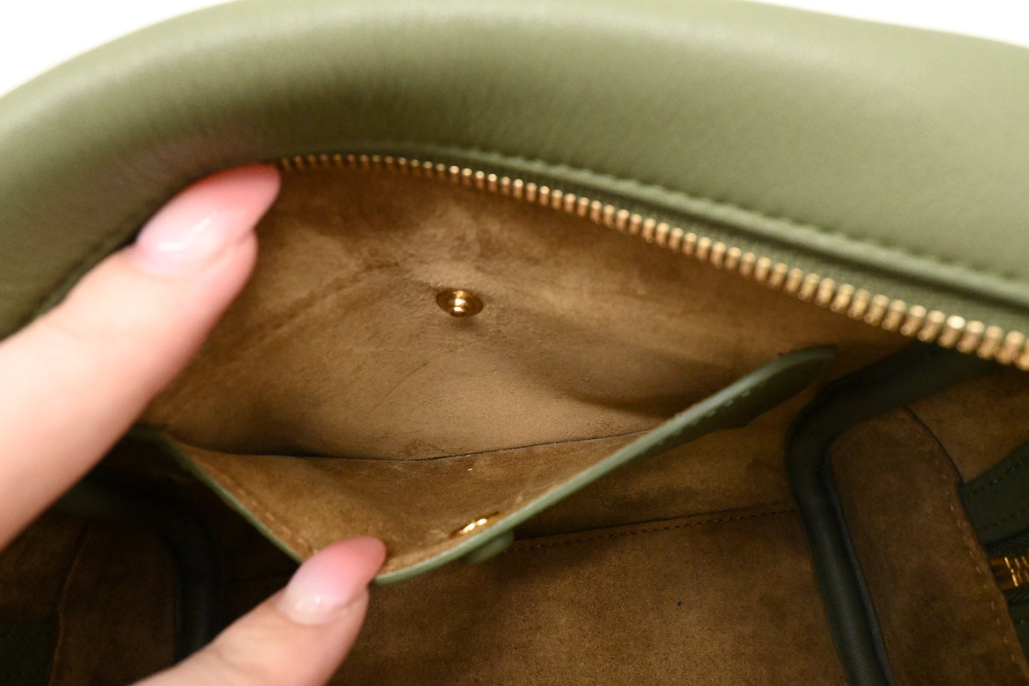 Loewe Amazona 16 Square Bag in Nappa Green Leather