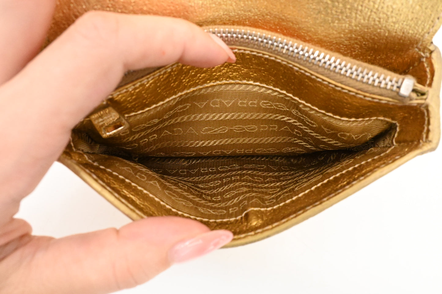 Prada Pouch in Gold Leather