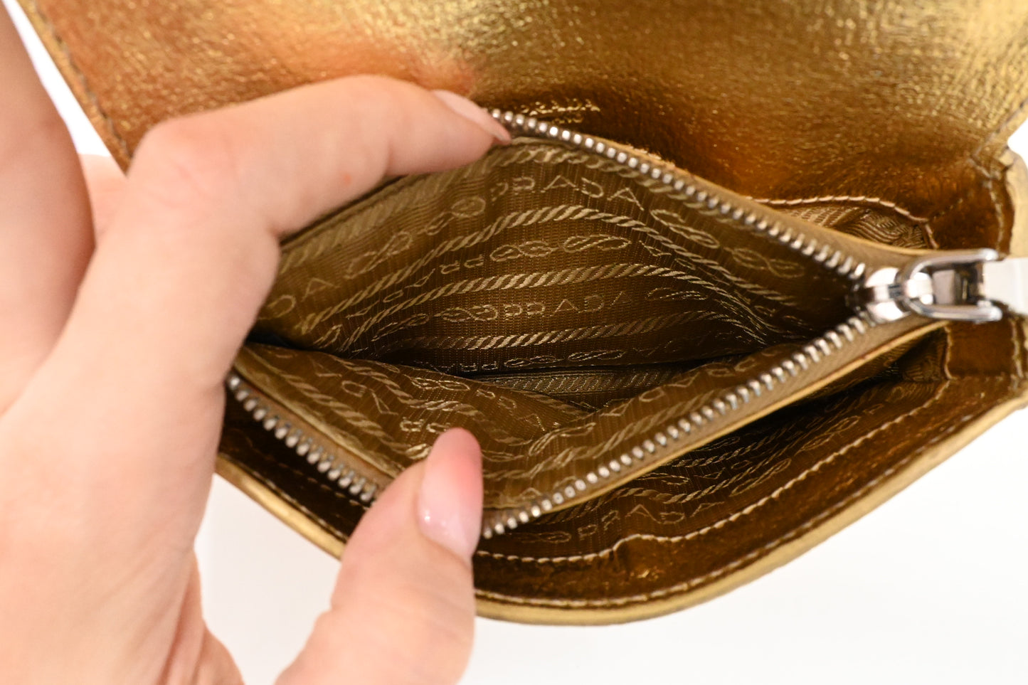 Prada Pouch in Gold Leather