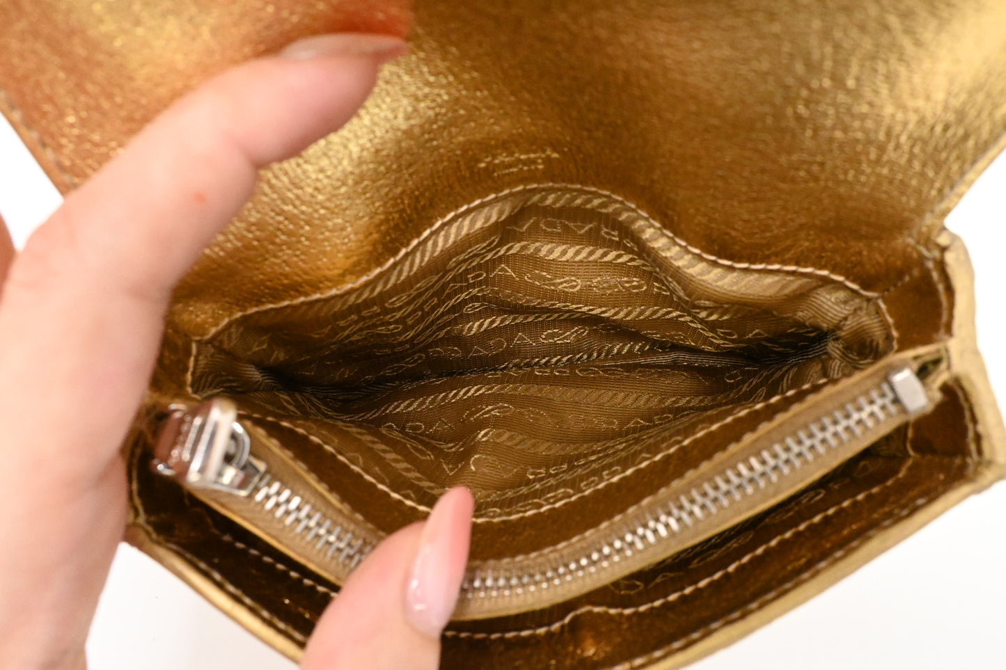 Prada Pouch in Gold Leather