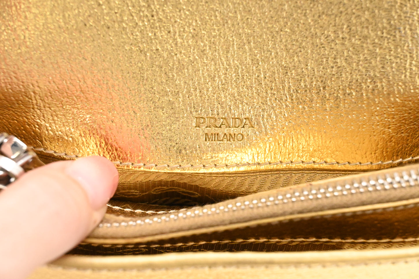 Prada Pouch in Gold Leather