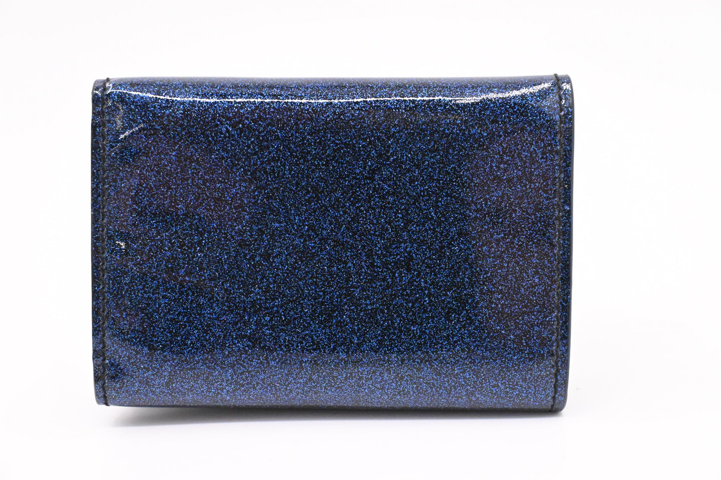 YSL Saint Laurent Compact Wallet in Metallic Blue Patent Leather