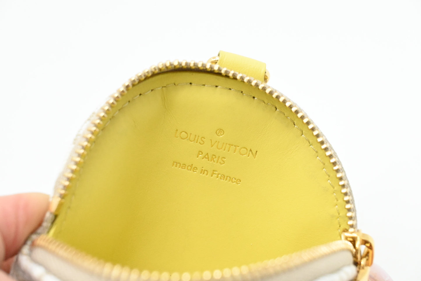 Louis Vuitton Porte Monnaie Round Coin Case in White Since 1854 Jacquard Canvas