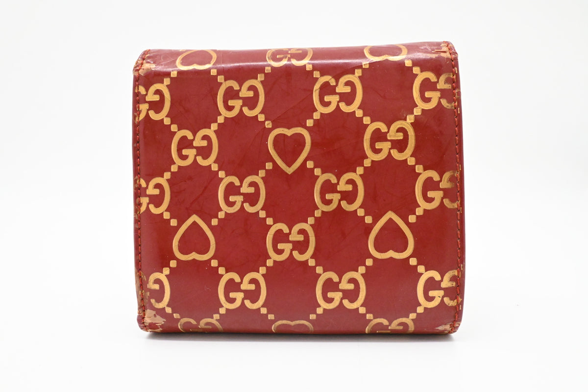 Gucci Bow Compact Wallet in Burgundy Leather
