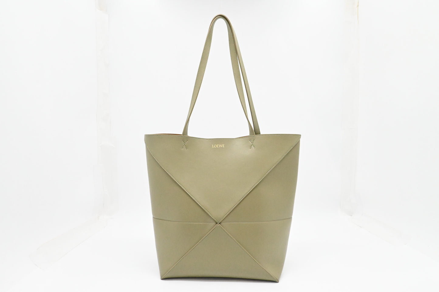 Loewe Puzzle Fold Tote Bag in Khaki Green Leather