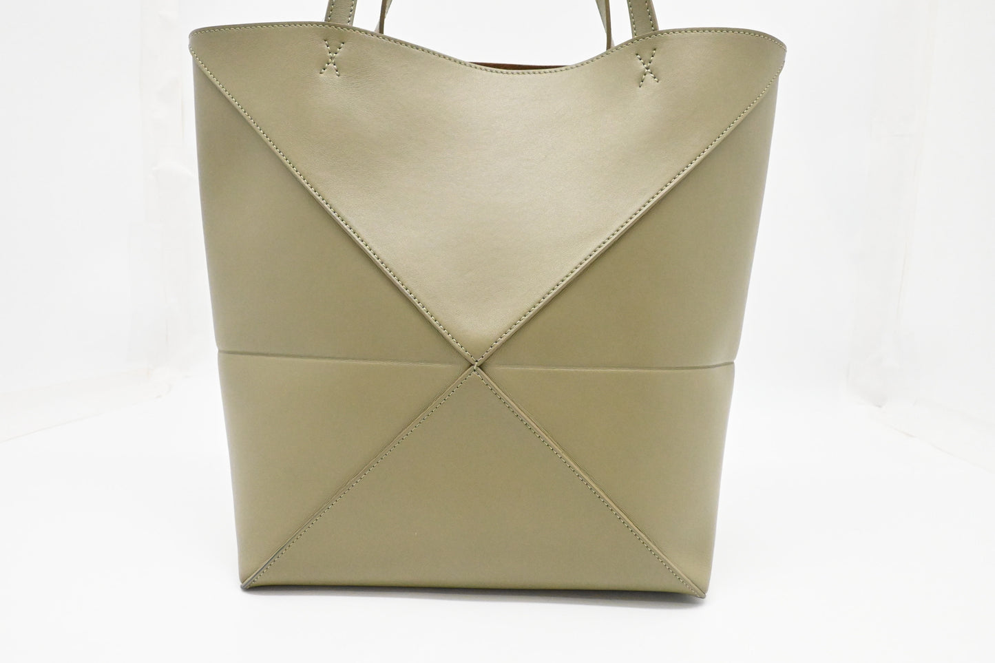 Loewe Puzzle Fold Tote Bag in Khaki Green Leather