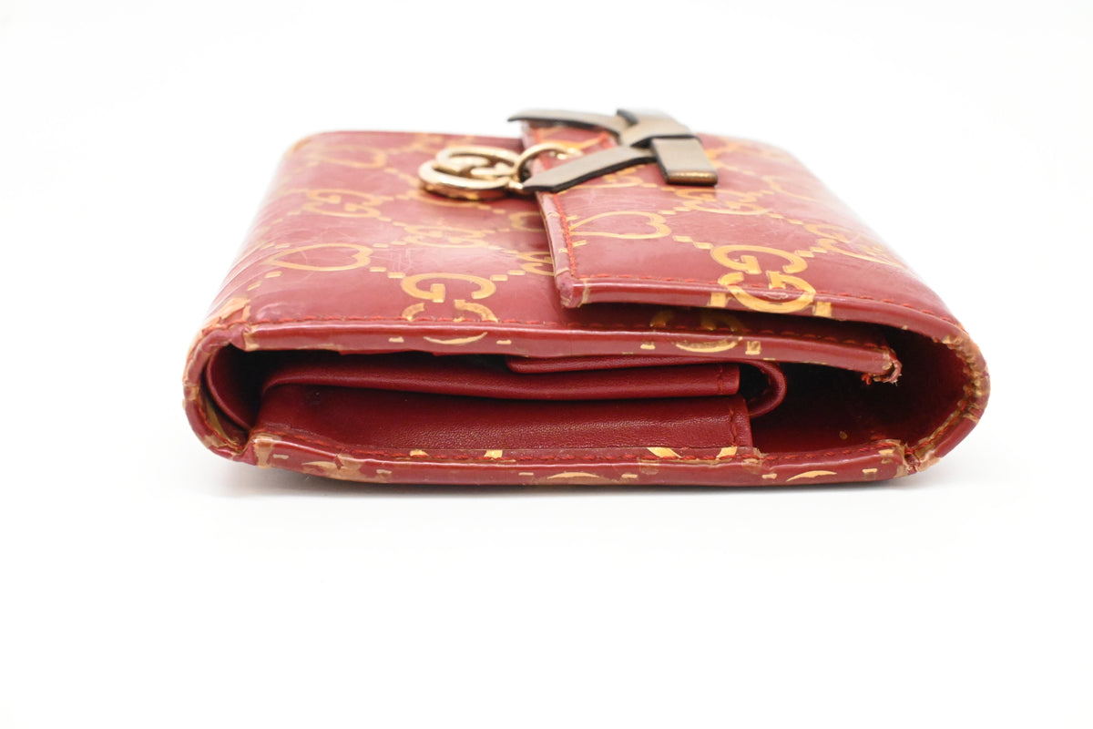 Gucci Bow Compact Wallet in Burgundy Leather