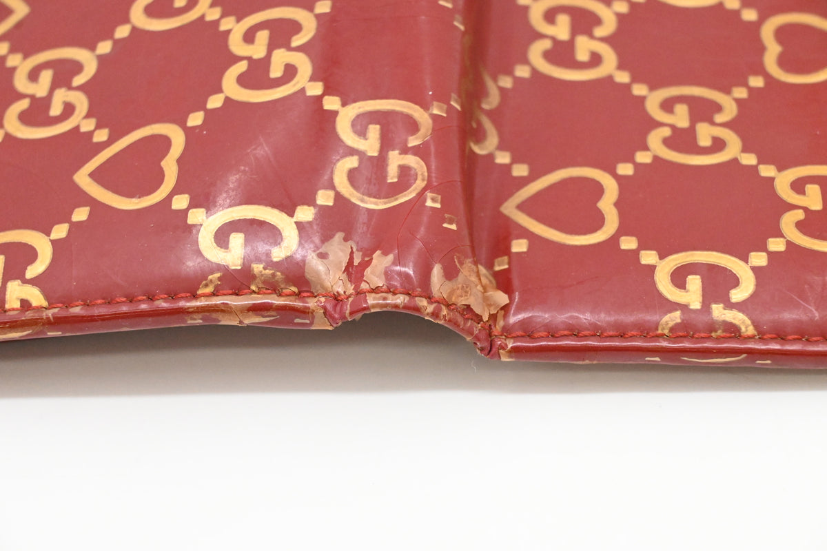 Gucci Bow Compact Wallet in Burgundy Leather