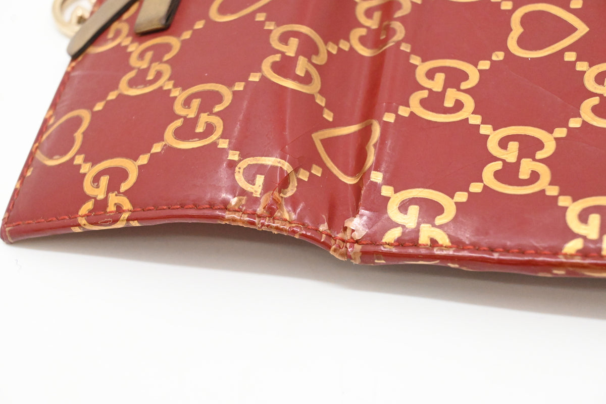 Gucci Bow Compact Wallet in Burgundy Leather