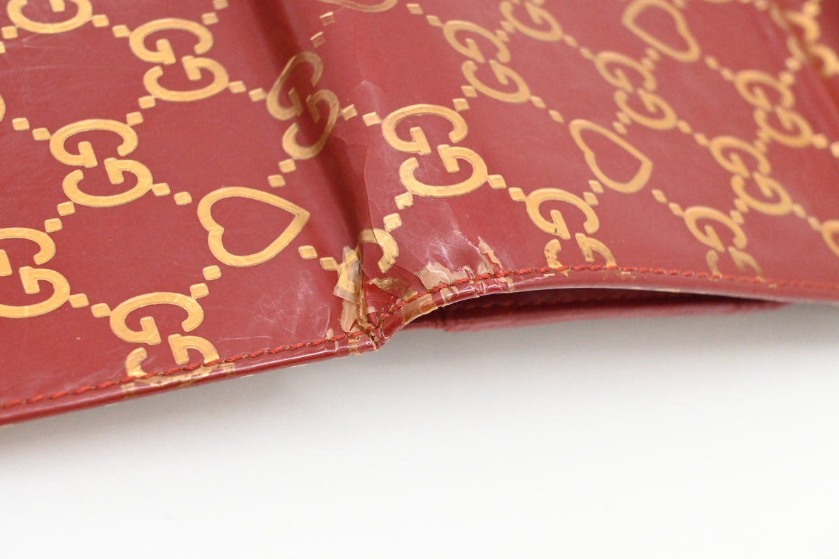 Gucci Bow Compact Wallet in Burgundy Leather