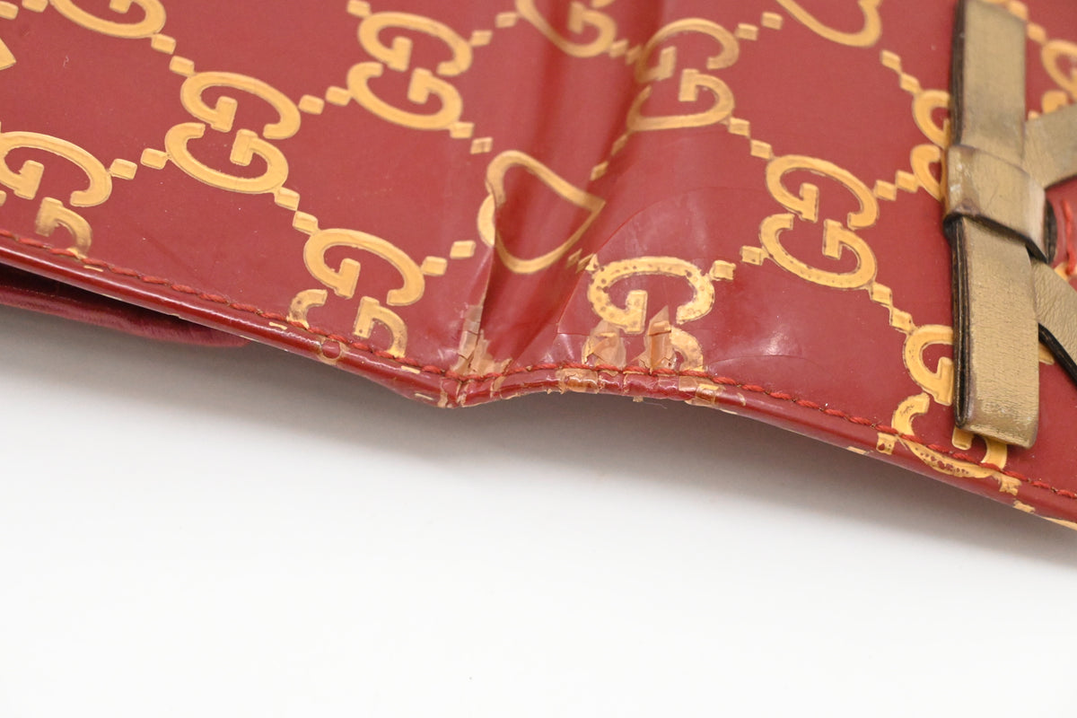 Gucci Bow Compact Wallet in Burgundy Leather