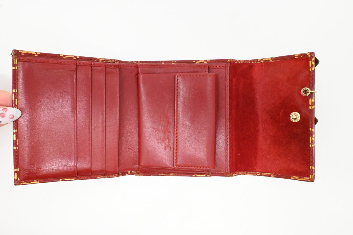 Gucci Bow Compact Wallet in Burgundy Leather
