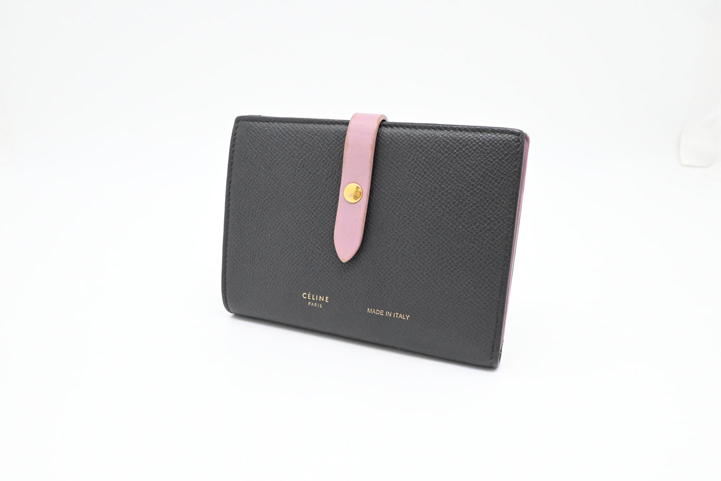 Celine Compact Wallet in Black and Purple Leather