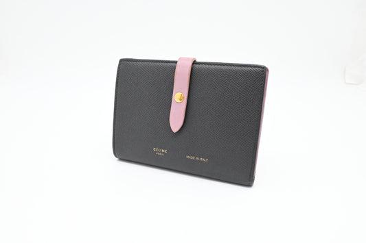 Celine Compact Wallet in Black and Purple Leather