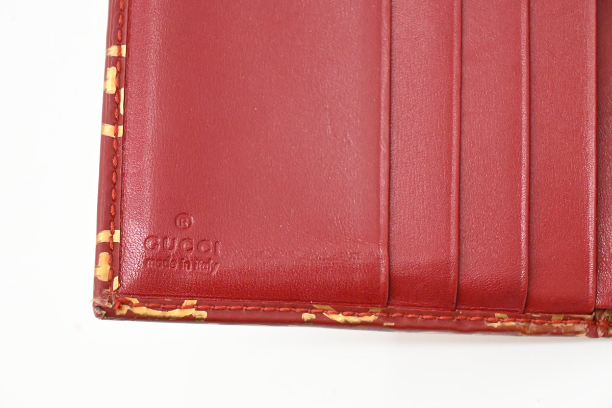 Gucci Bow Compact Wallet in Burgundy Leather