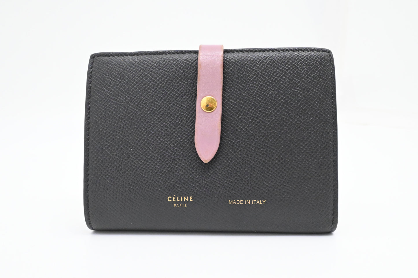 Celine Compact Wallet in Black and Purple Leather