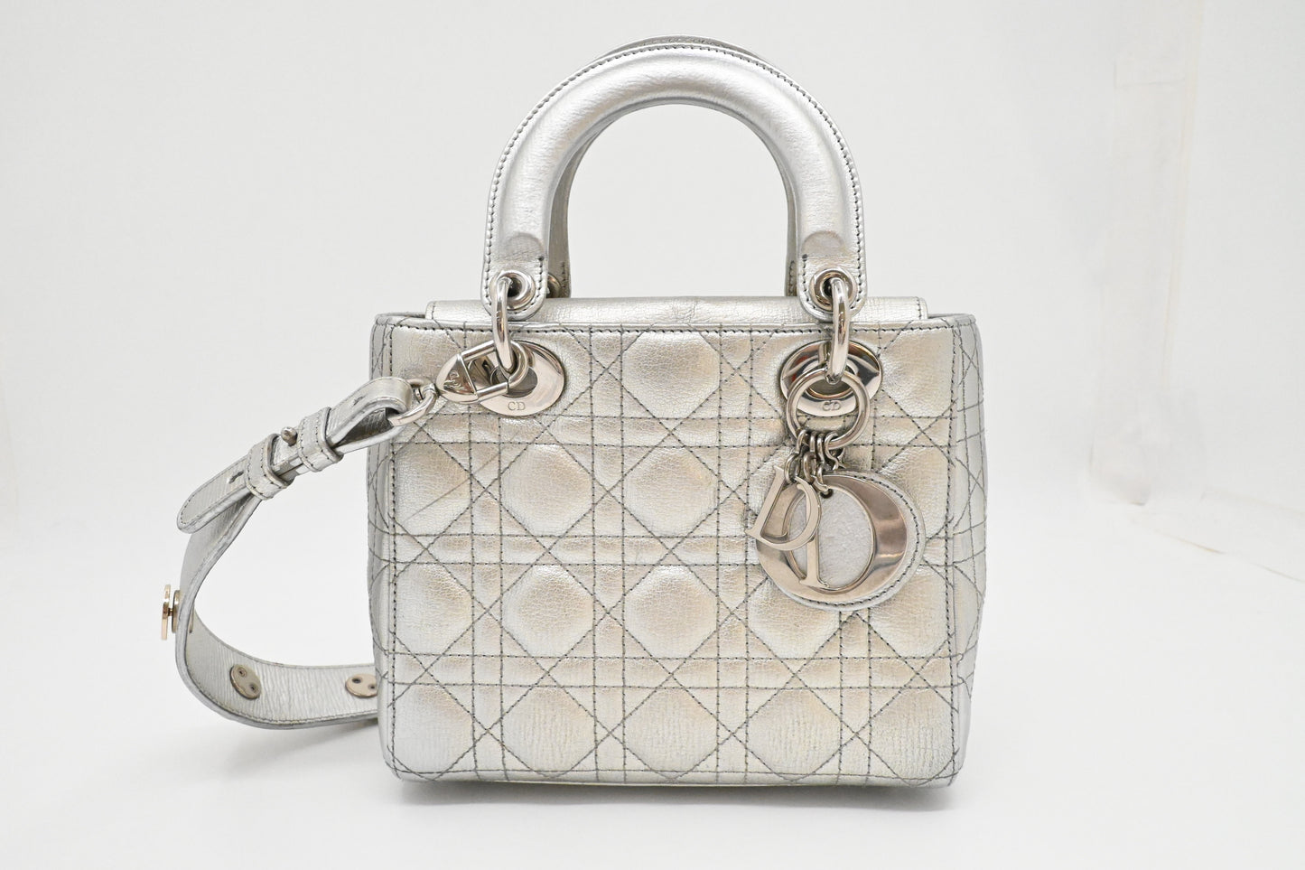 Dior Small Lady Dior MyABCDior in Silver Cannage Leather