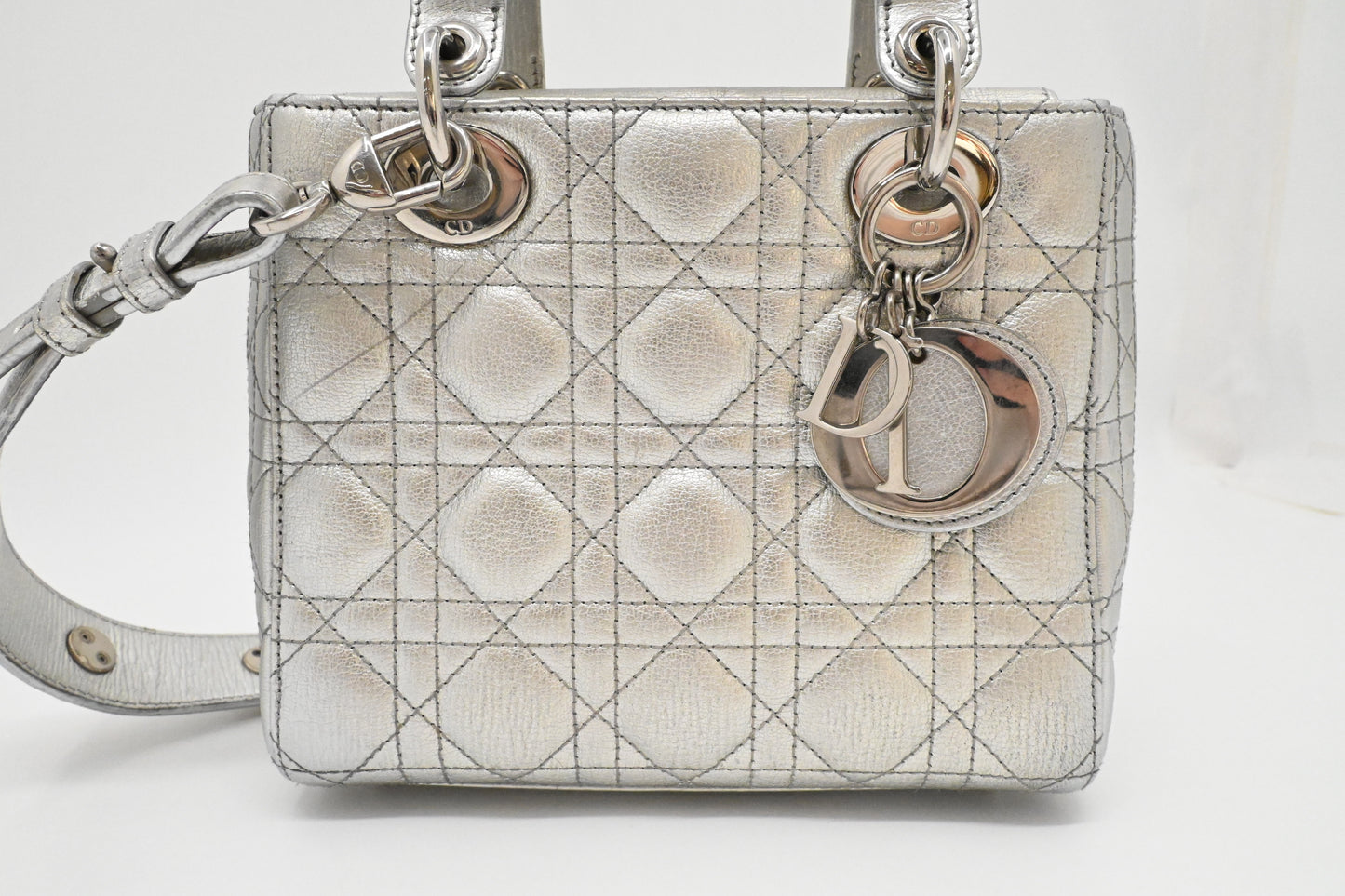 Dior Small Lady Dior MyABCDior in Silver Cannage Leather