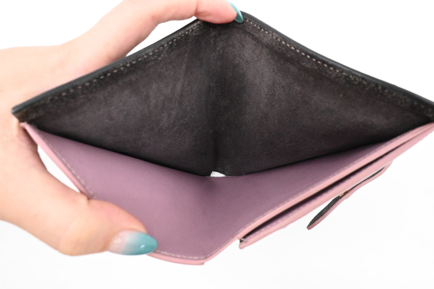 Celine Compact Wallet in Black and Purple Leather
