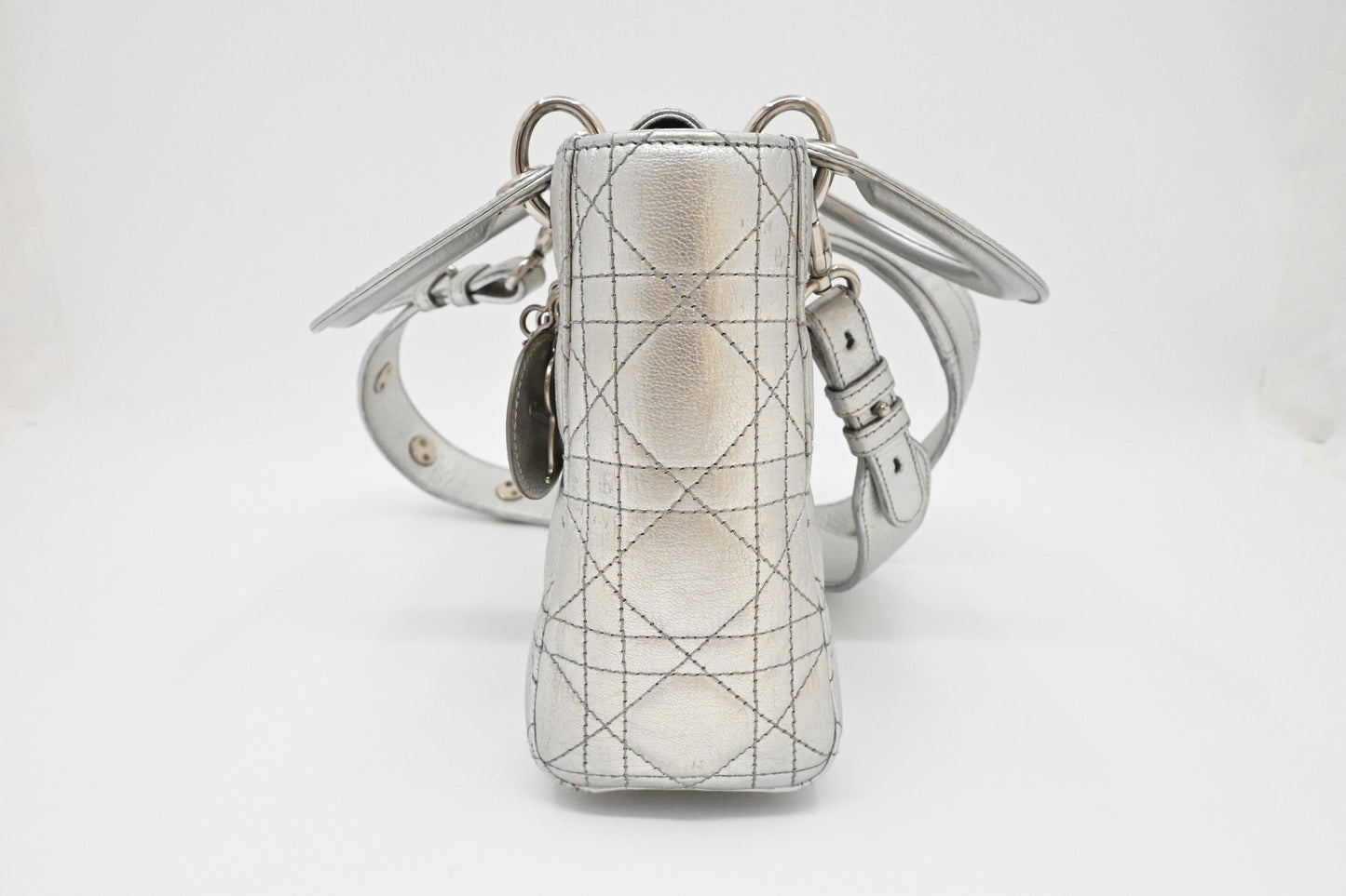 Dior Small Lady Dior MyABCDior in Silver Cannage Leather