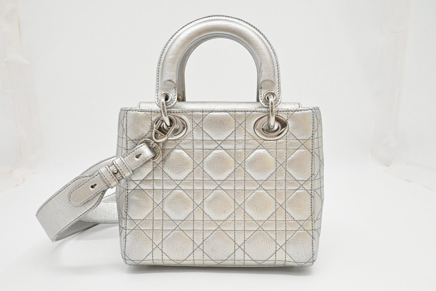 Dior Small Lady Dior MyABCDior in Silver Cannage Leather