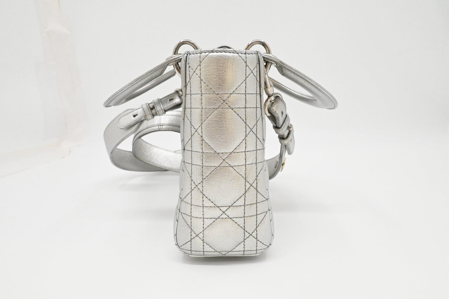 Dior Small Lady Dior MyABCDior in Silver Cannage Leather