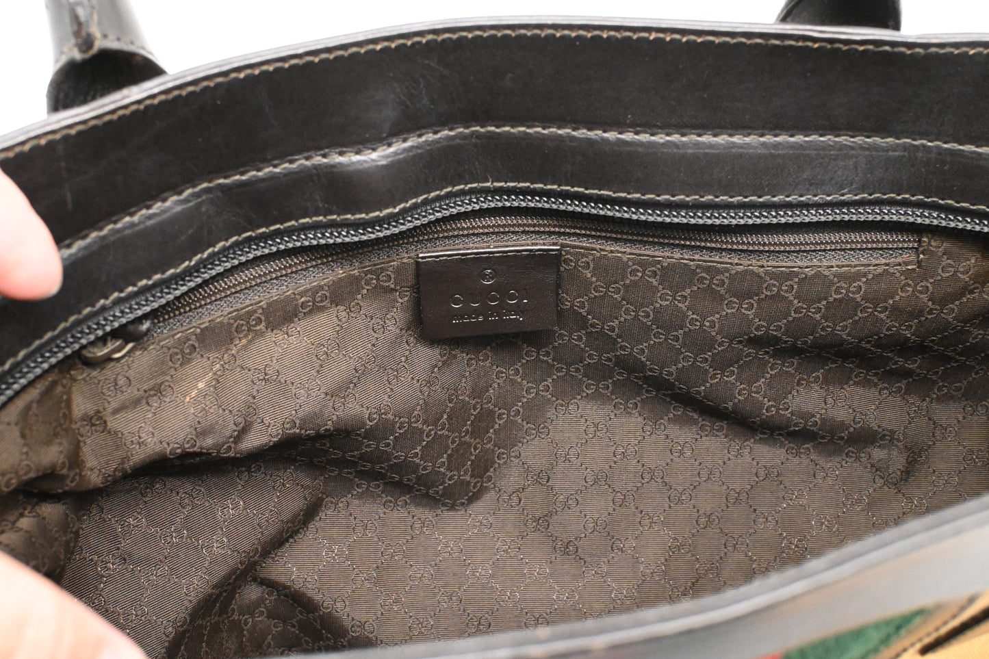 Gucci Sherry Handbag Bag in Brown Canvas