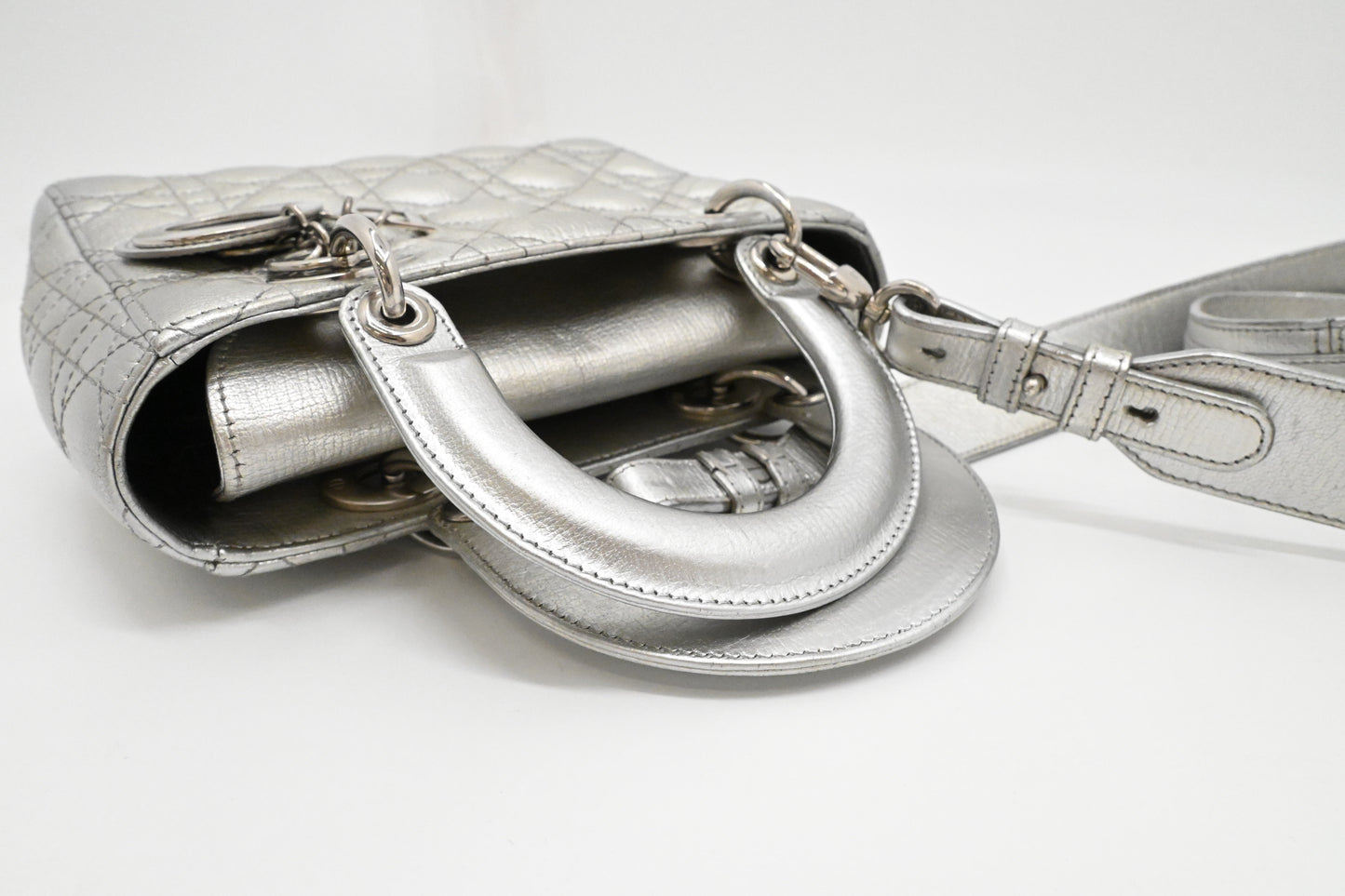 Dior Small Lady Dior MyABCDior in Silver Cannage Leather