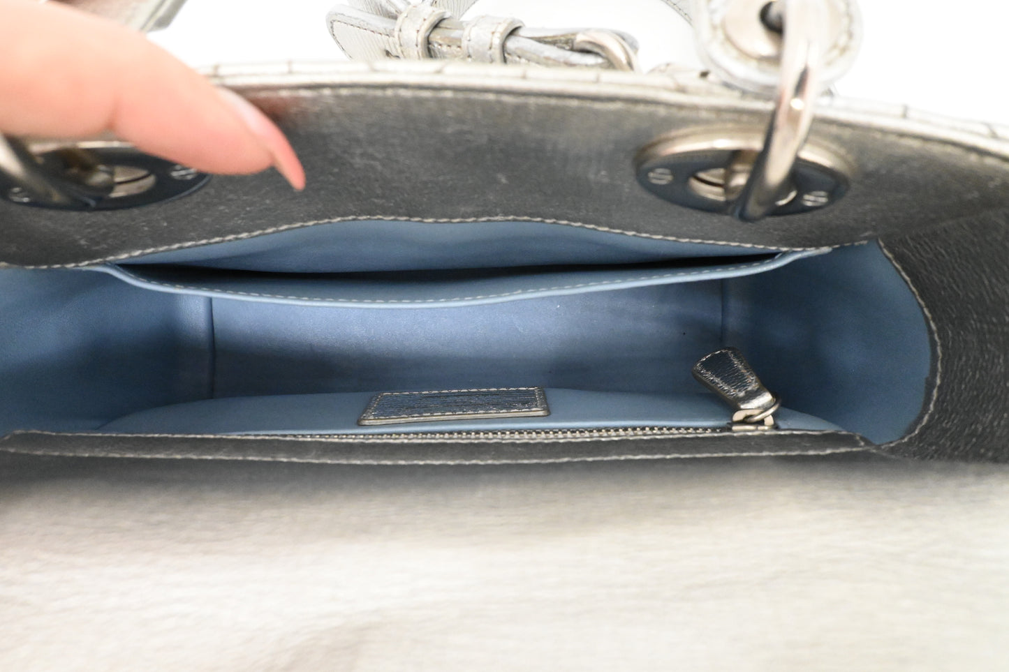 Dior Small Lady Dior MyABCDior in Silver Cannage Leather