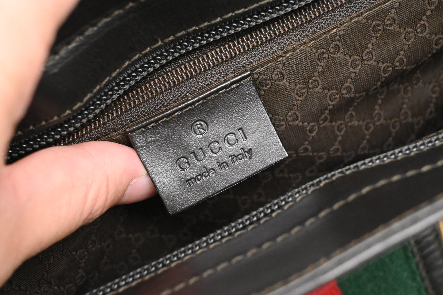 Gucci Sherry Handbag Bag in Brown Canvas