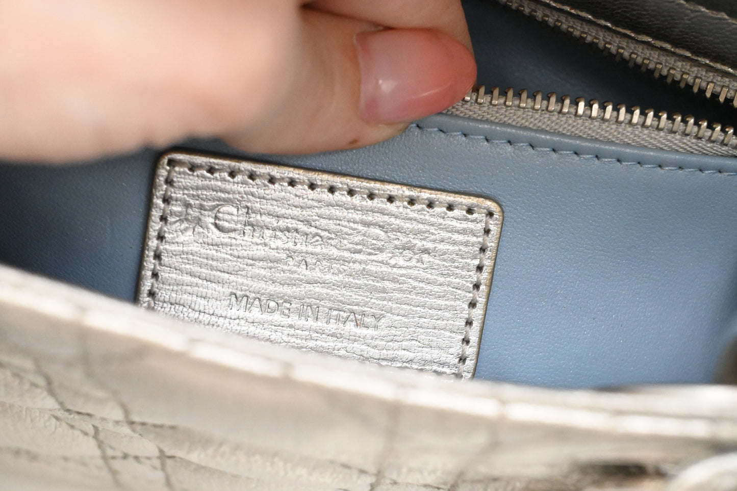 Dior Small Lady Dior MyABCDior in Silver Cannage Leather