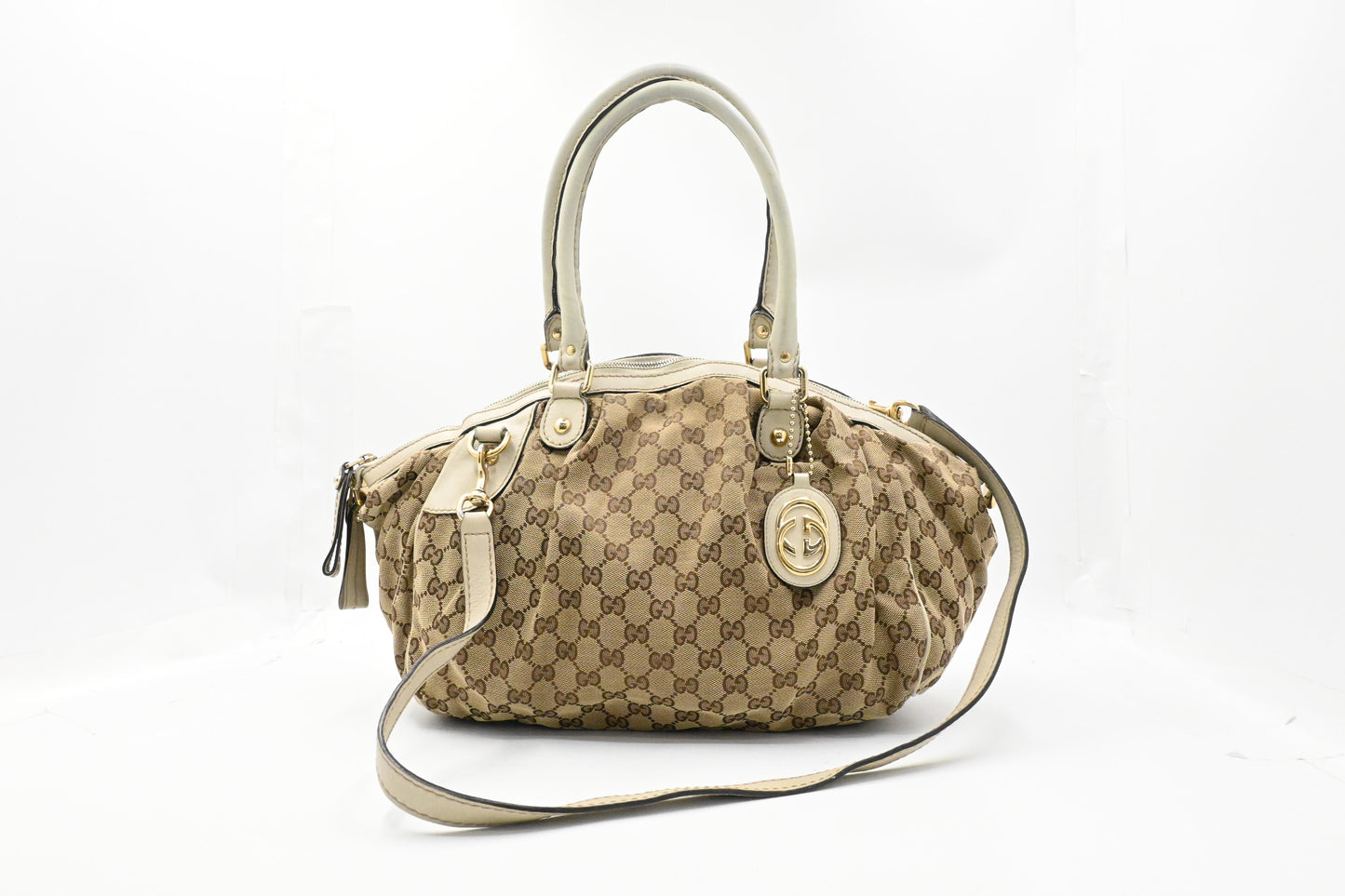 Gucci Sukey in GG Canvas and Cream Leather