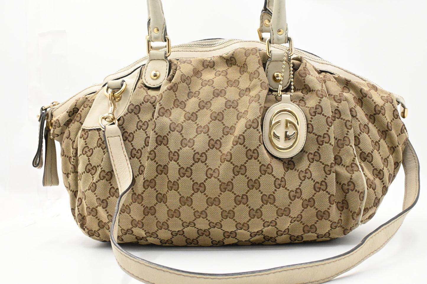 Gucci Sukey in GG Canvas and Cream Leather