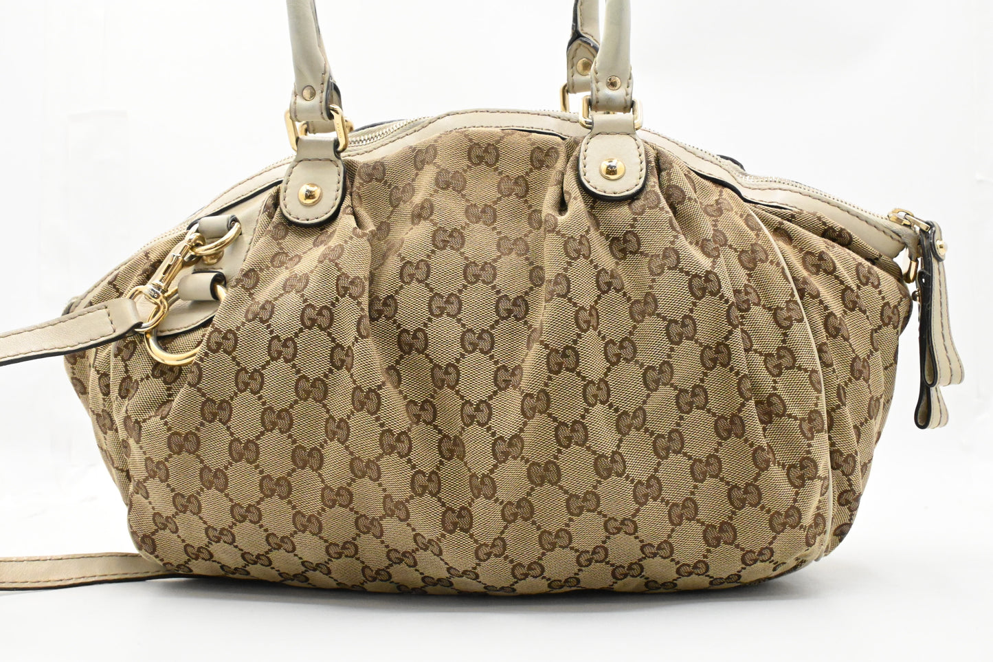 Gucci Sukey in GG Canvas and Cream Leather