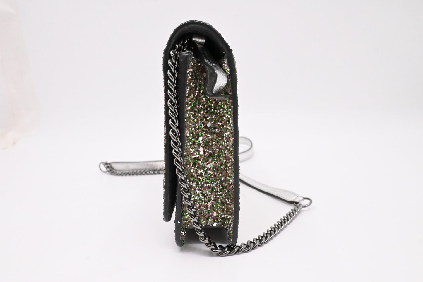 Jimmy Choo Palace Crossbody Bag in Silver and Green Glittered Leather