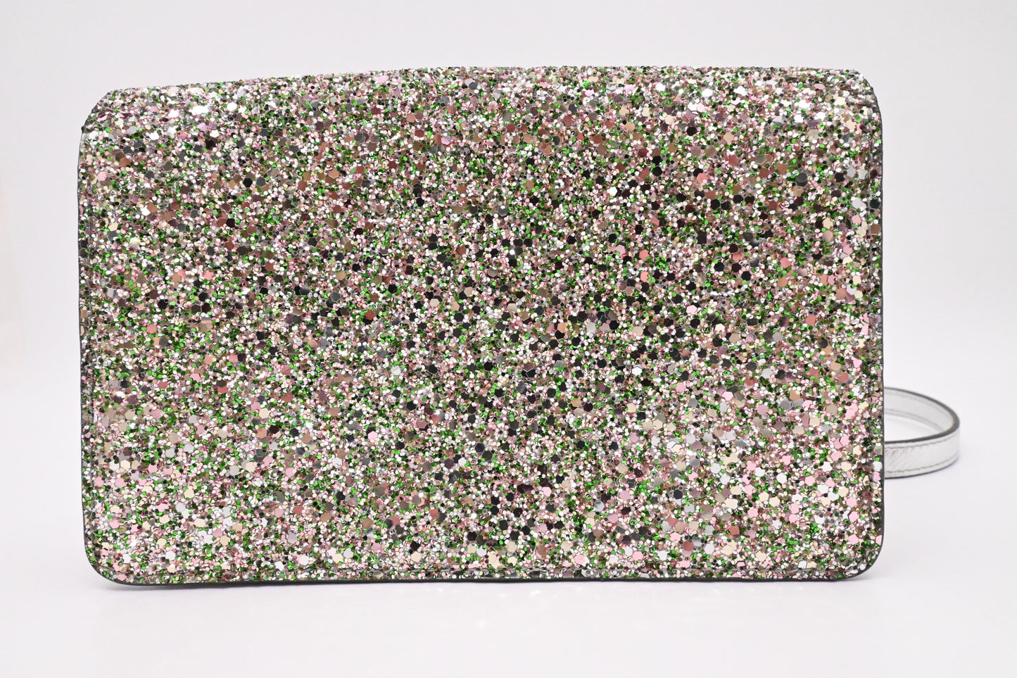 Jimmy Choo Palace Crossbody Bag in Silver and Green Glittered Leather