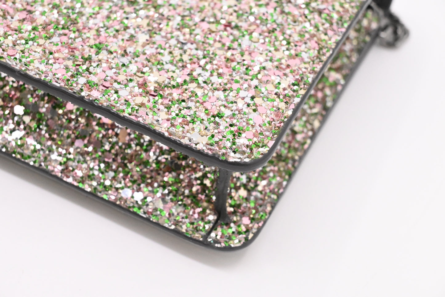 Jimmy Choo Palace Crossbody Bag in Silver and Green Glittered Leather