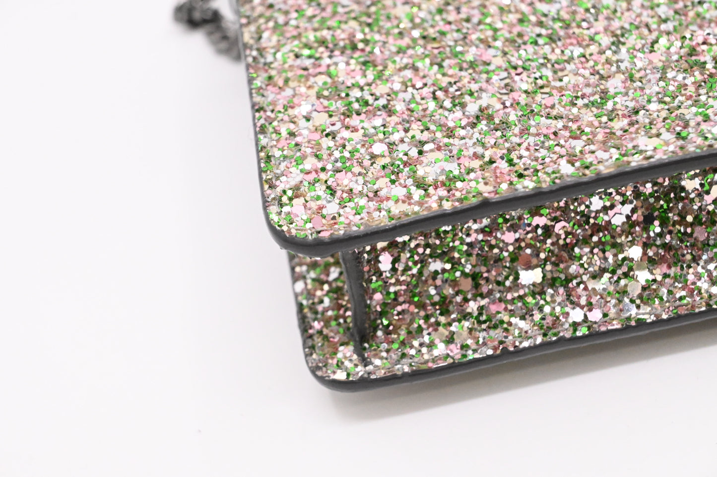 Jimmy Choo Palace Crossbody Bag in Silver and Green Glittered Leather