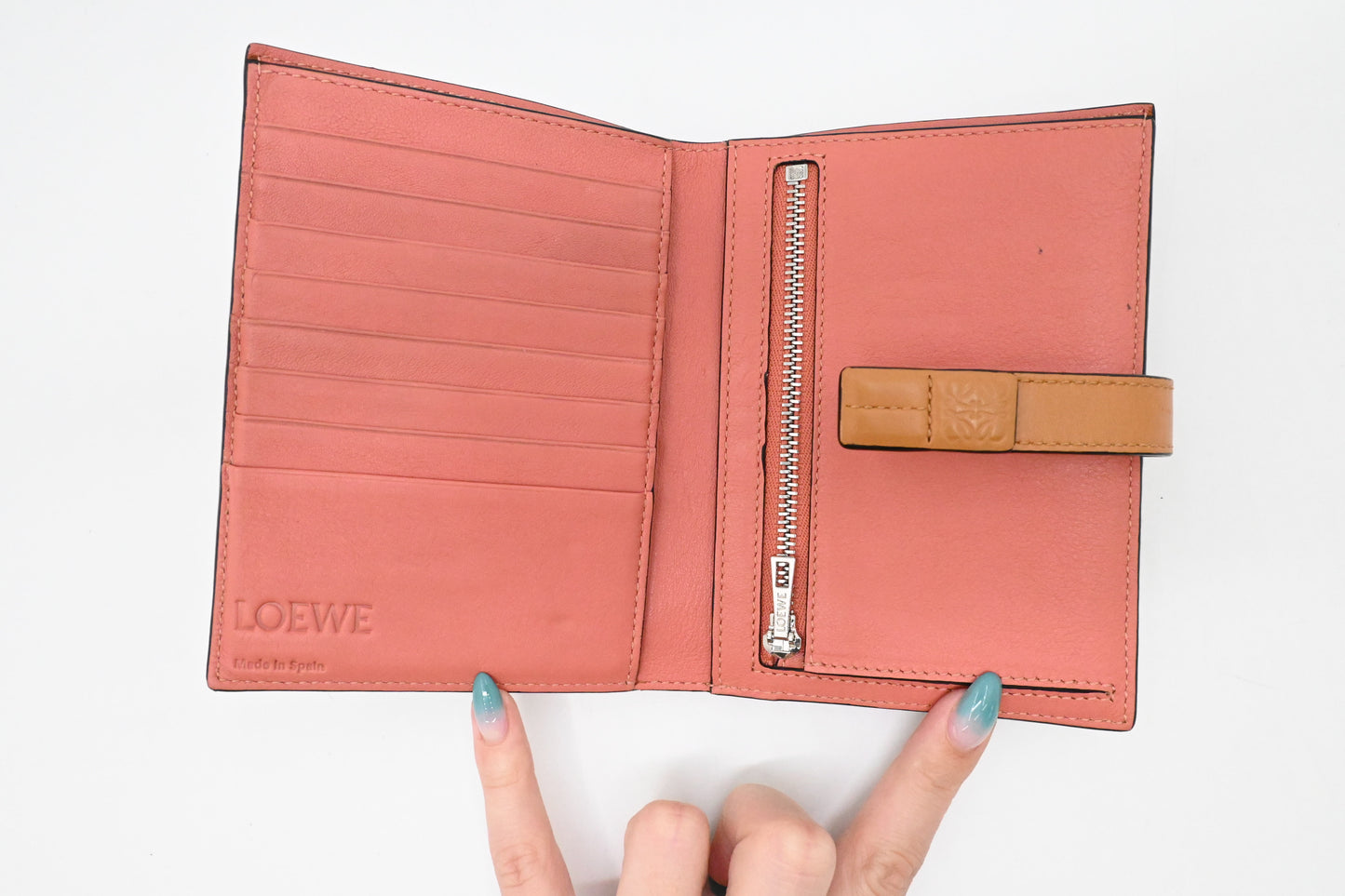 Loewe Bifold Wallet in Beige, Brown and Pink Leather