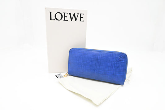 Loewe Zippy Wallet in Blue Leather