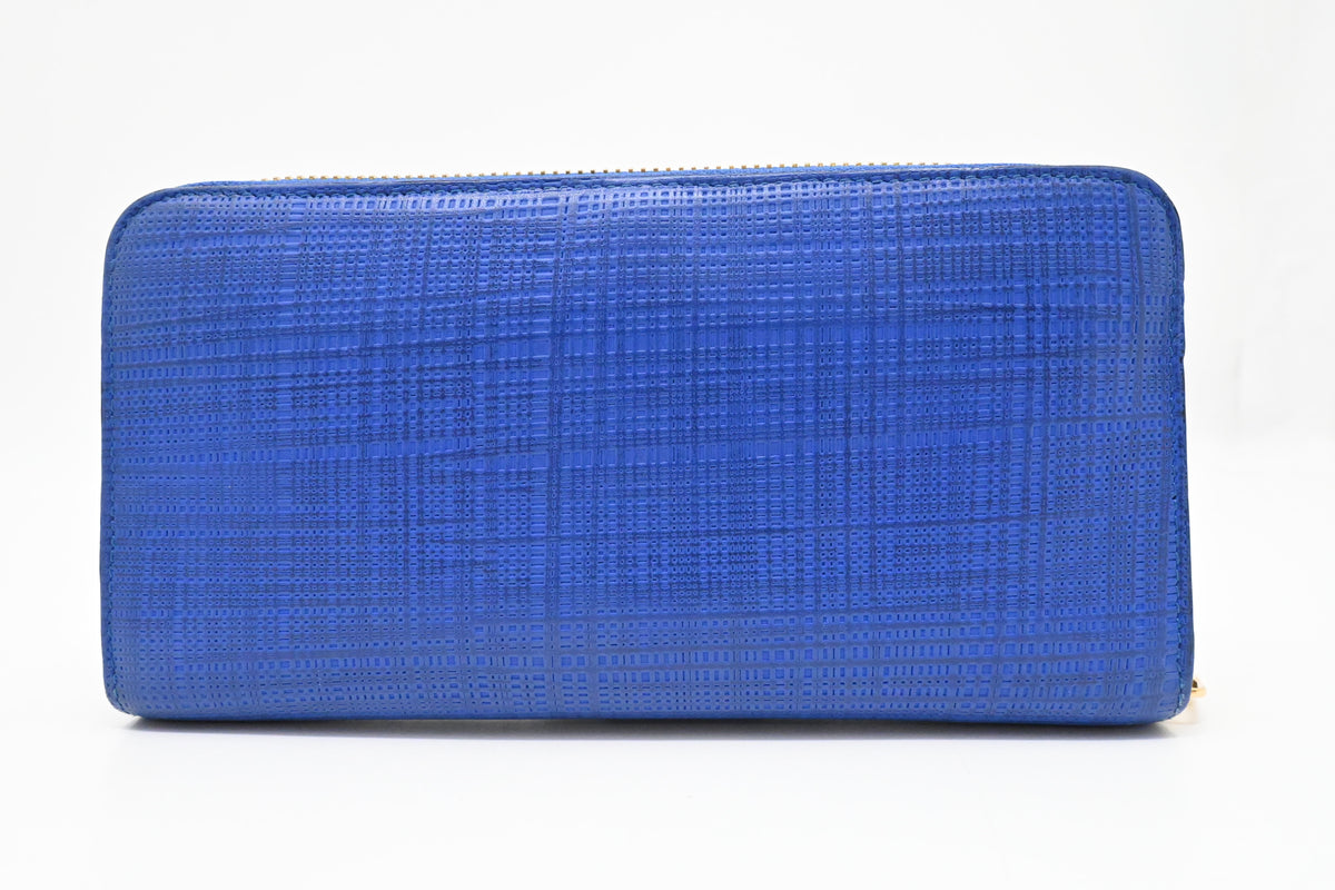 Loewe Zippy Wallet in Blue Leather