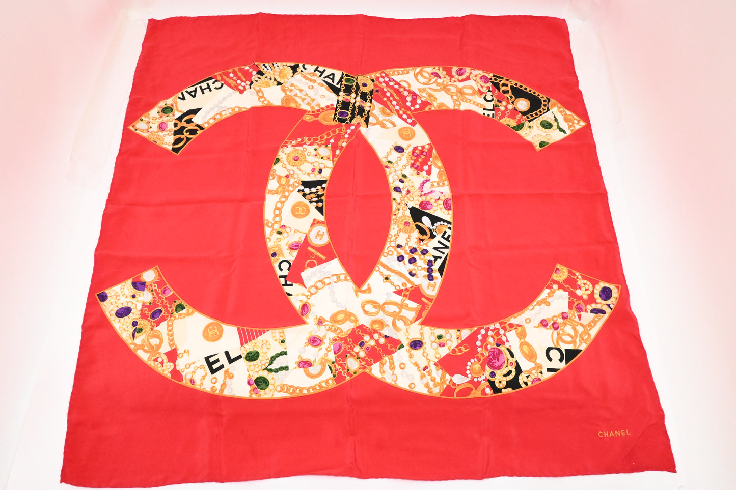 Chanel Scarf in Red Silk