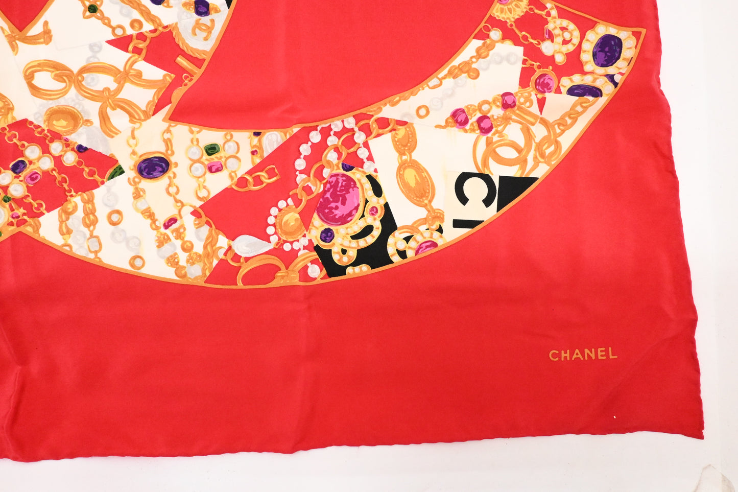 Chanel Scarf in Red Silk