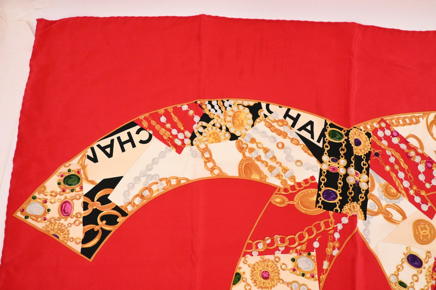 Chanel Scarf in Red Silk