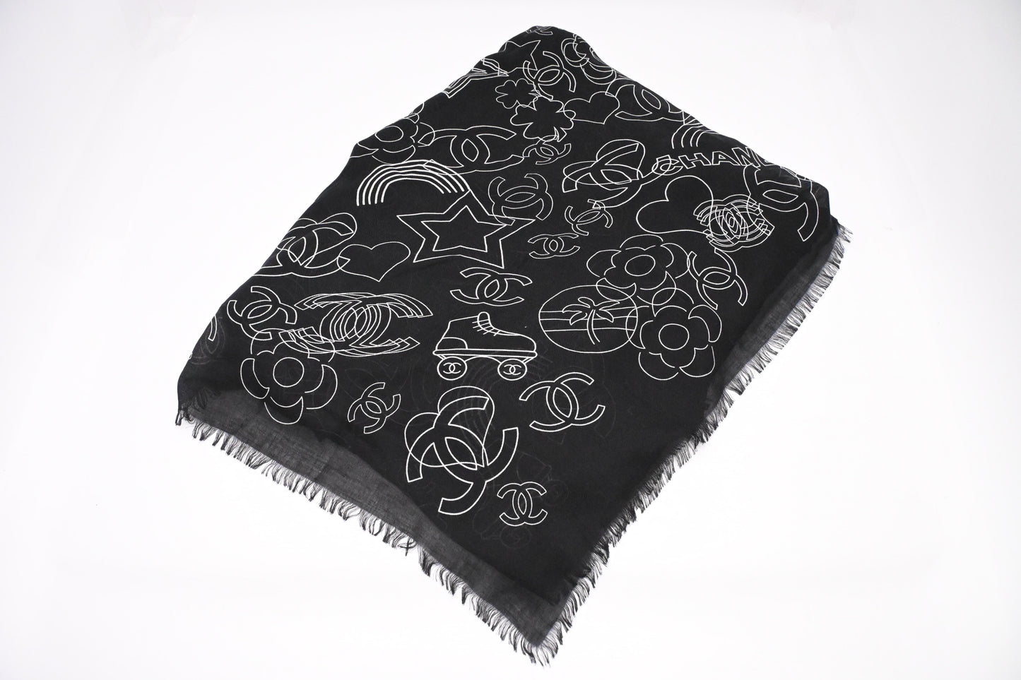 Chanel Scarf in Black Cashmere and Silk