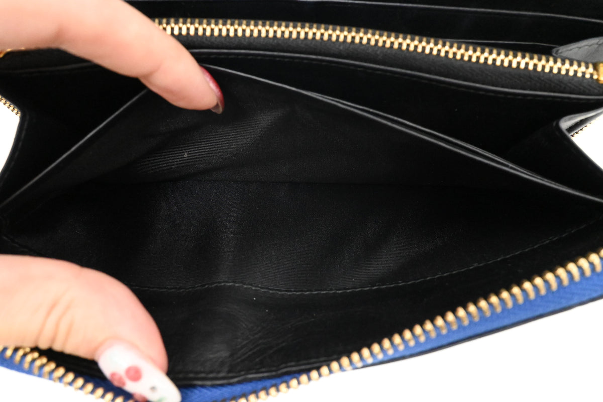Loewe Zippy Wallet in Blue Leather